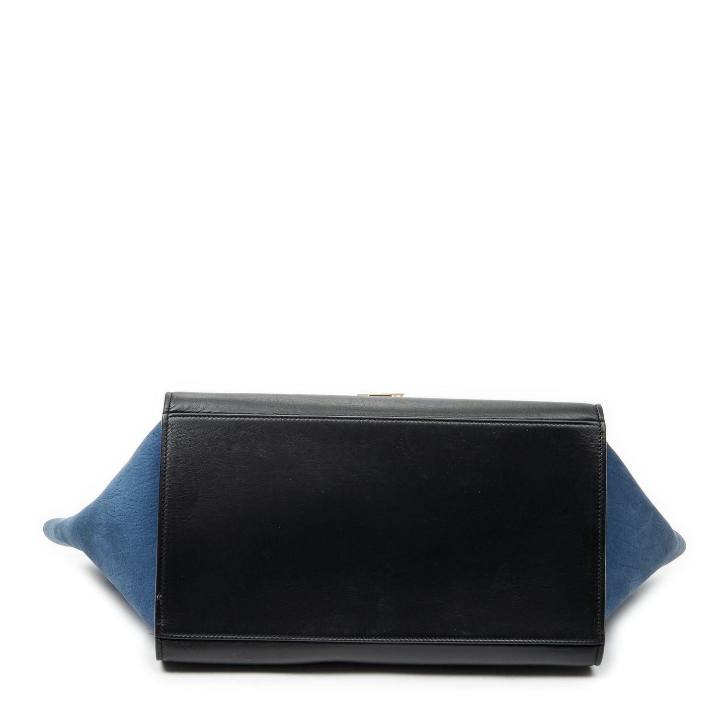Celine Tricolor Trapeze Black Ivory Blue Calfskin Leather Messenger Bag
