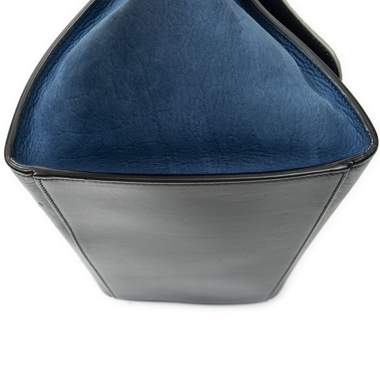 Celine Tricolor Trapeze Black Ivory Blue Calfskin Leather Messenger Bag