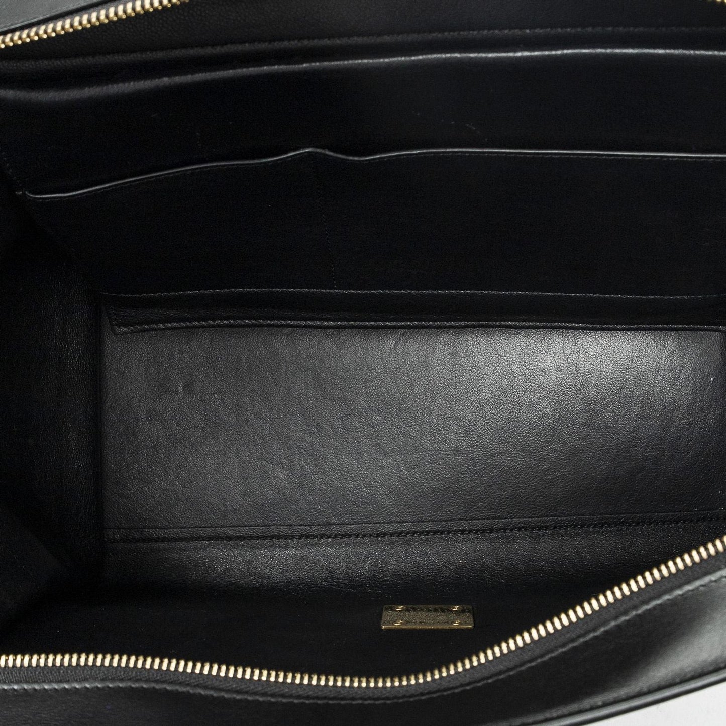 Celine Tricolor Trapeze Black Ivory Blue Calfskin Leather Messenger Bag