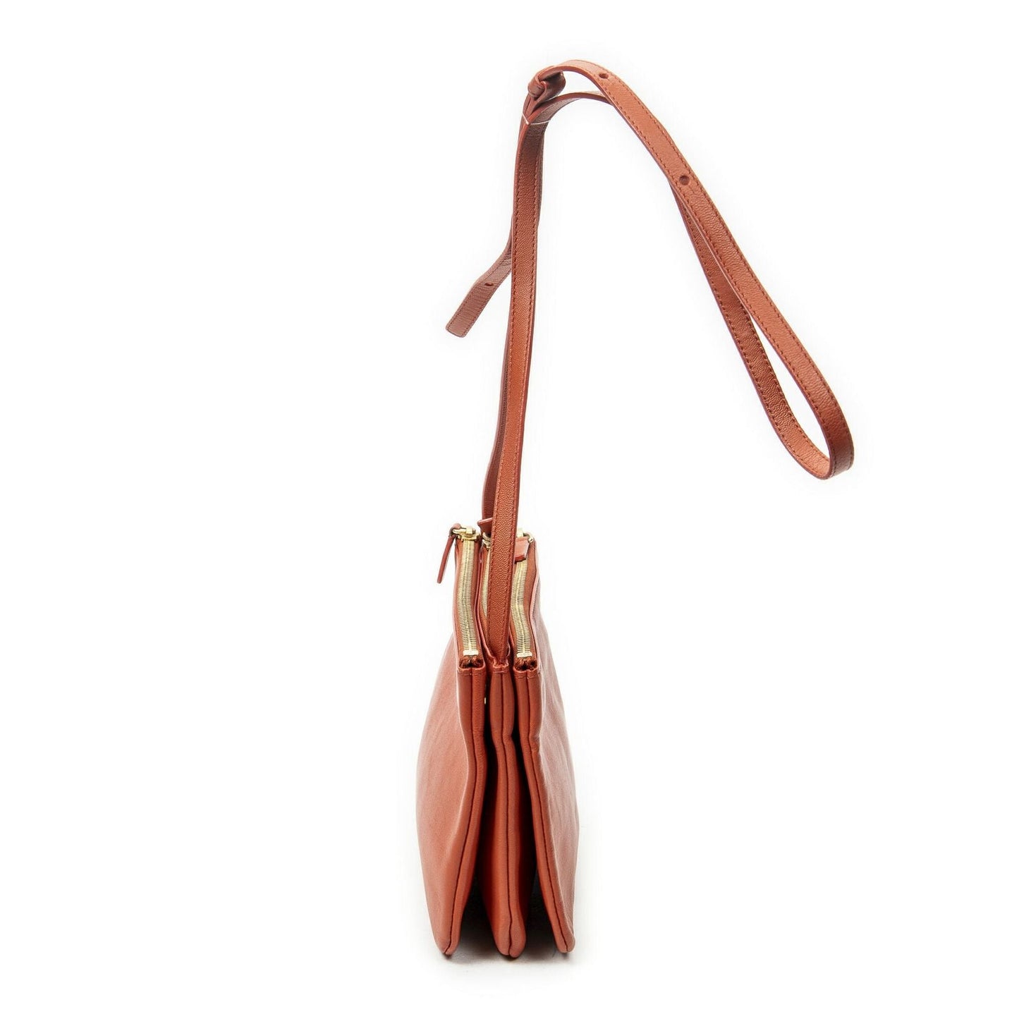 Celine Small Trio Crossbody Orange Calfskin Leather