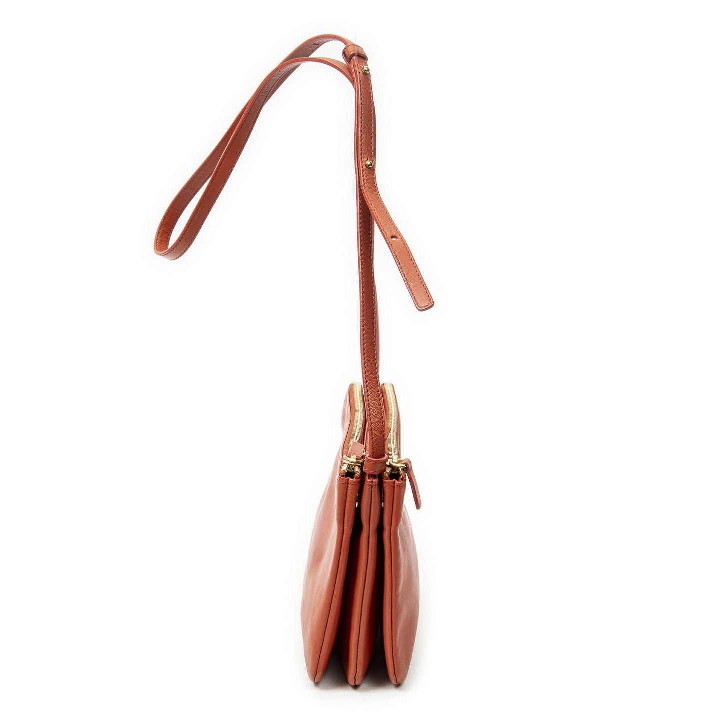 Celine Small Trio Crossbody Orange Calfskin Leather