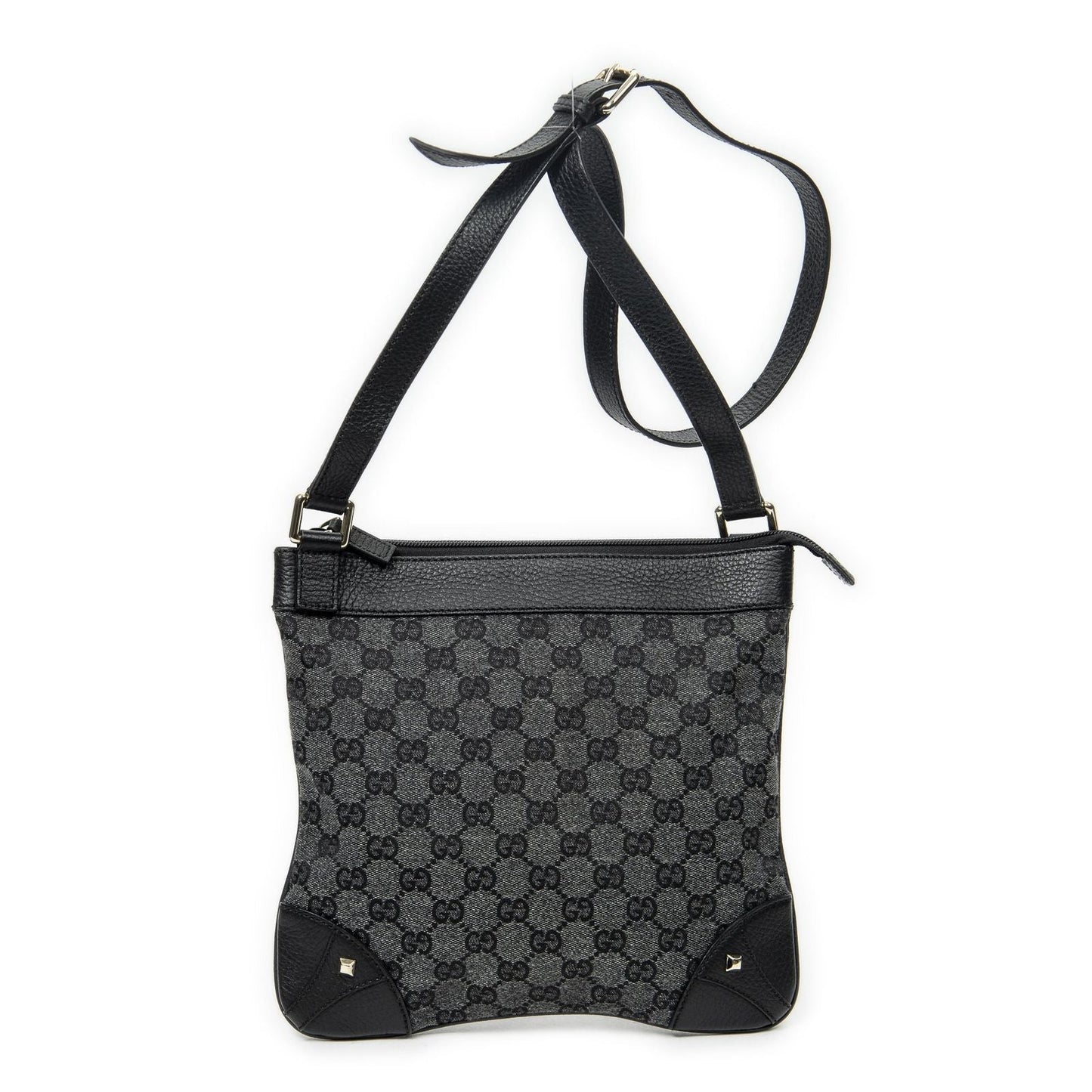 Gucci Flap Cross Belt Bag Black GG Canvas