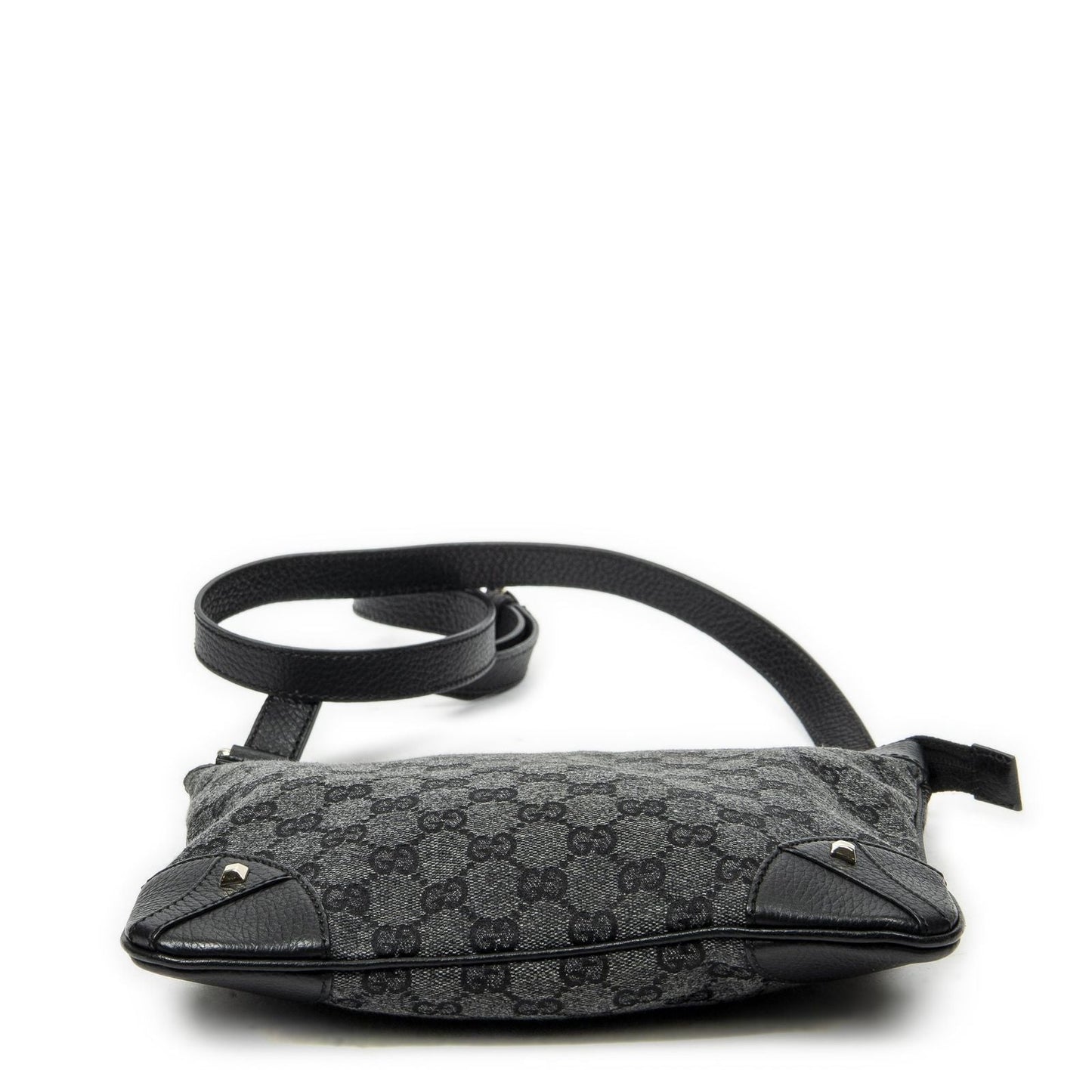 Gucci Flap Cross Belt Bag Black GG Canvas