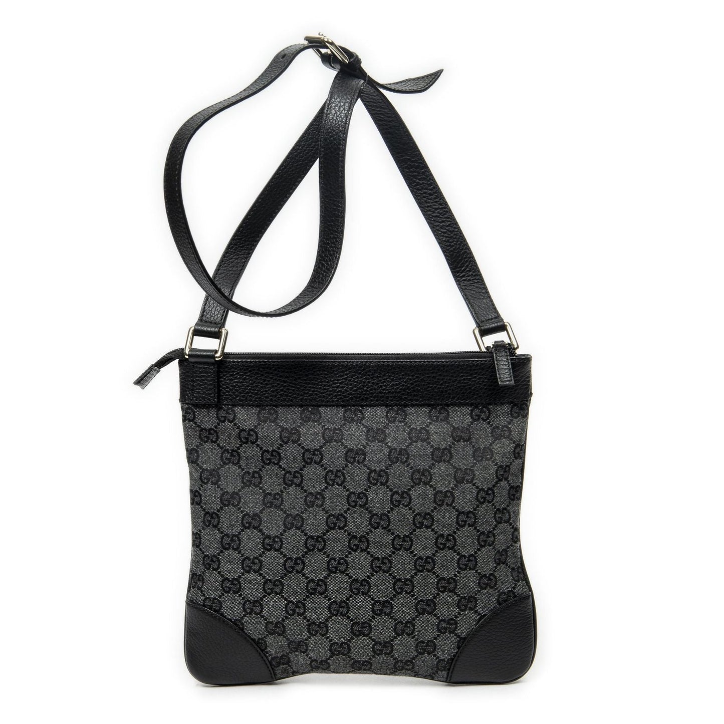 Gucci Flap Cross Belt Bag Black GG Canvas