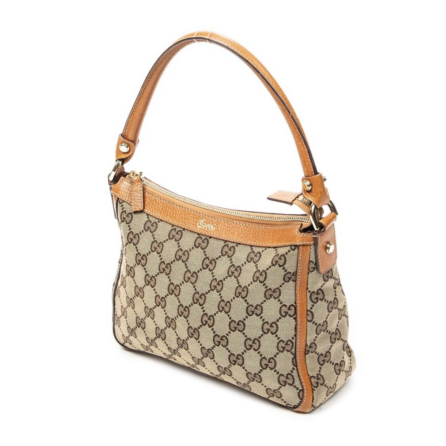 Gucci Small Abbey Top Handle Orange Beige GG Canvas
