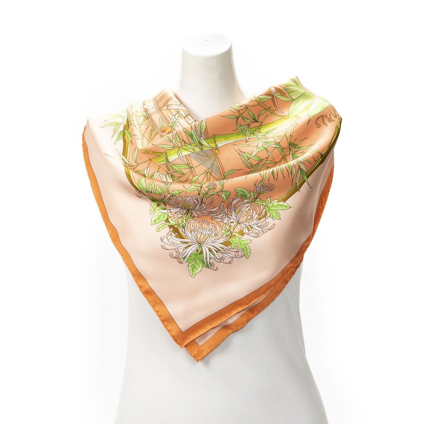 Hermes Scarf Orange Green Silk