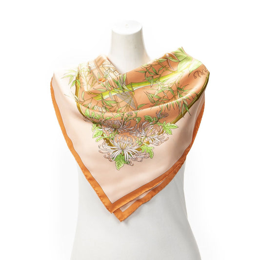 Hermes Scarf Orange Green Silk