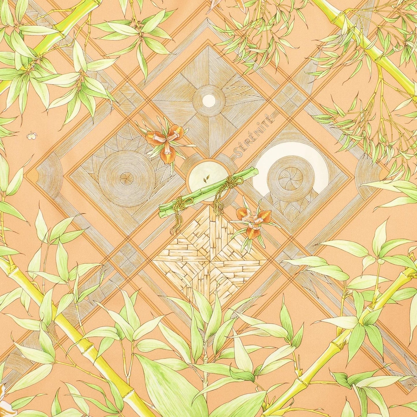 Hermes Scarf Orange Green Silk
