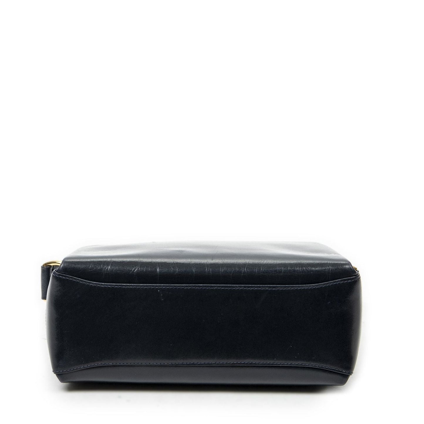 Gucci Vintage Turnlock Top Handle Navy Smooth Scarf Skin Leather