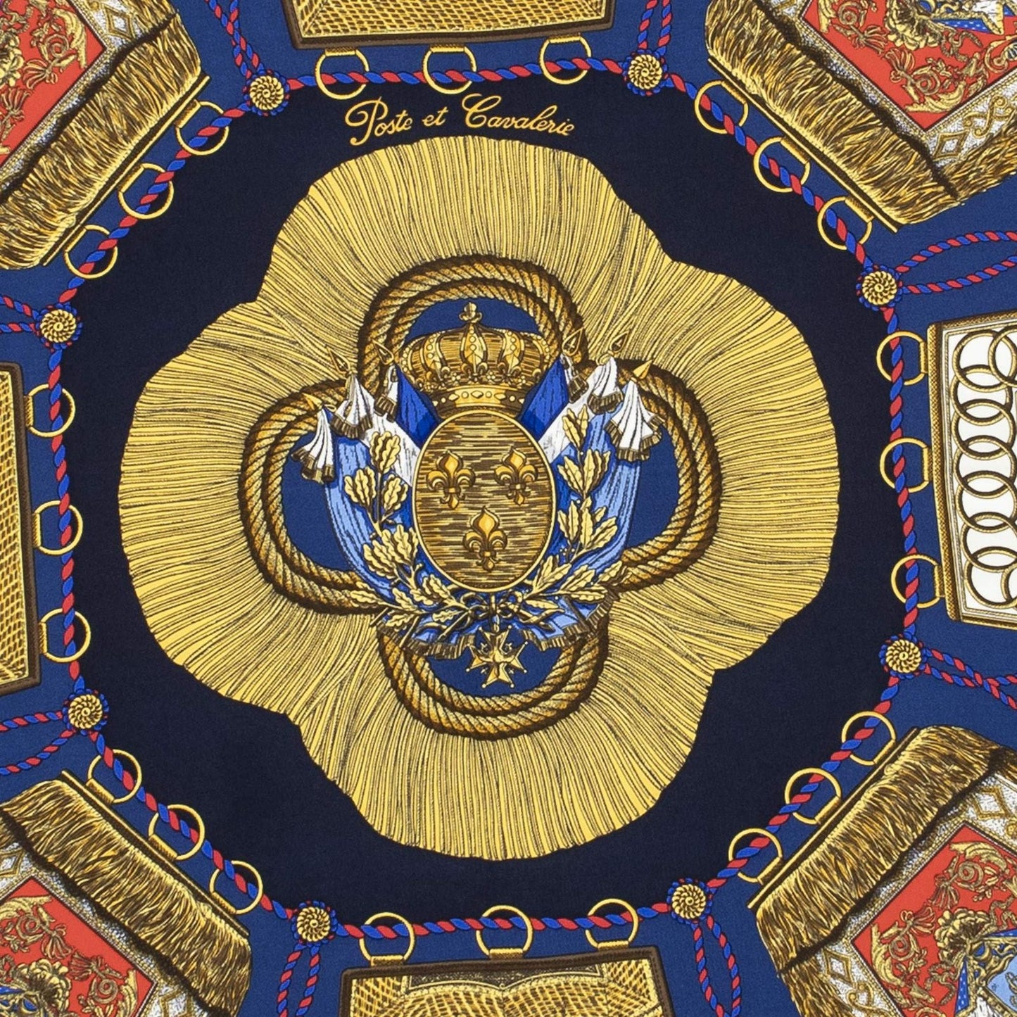 Hermes Scarf Navy Green 100% Gold Twill Silk