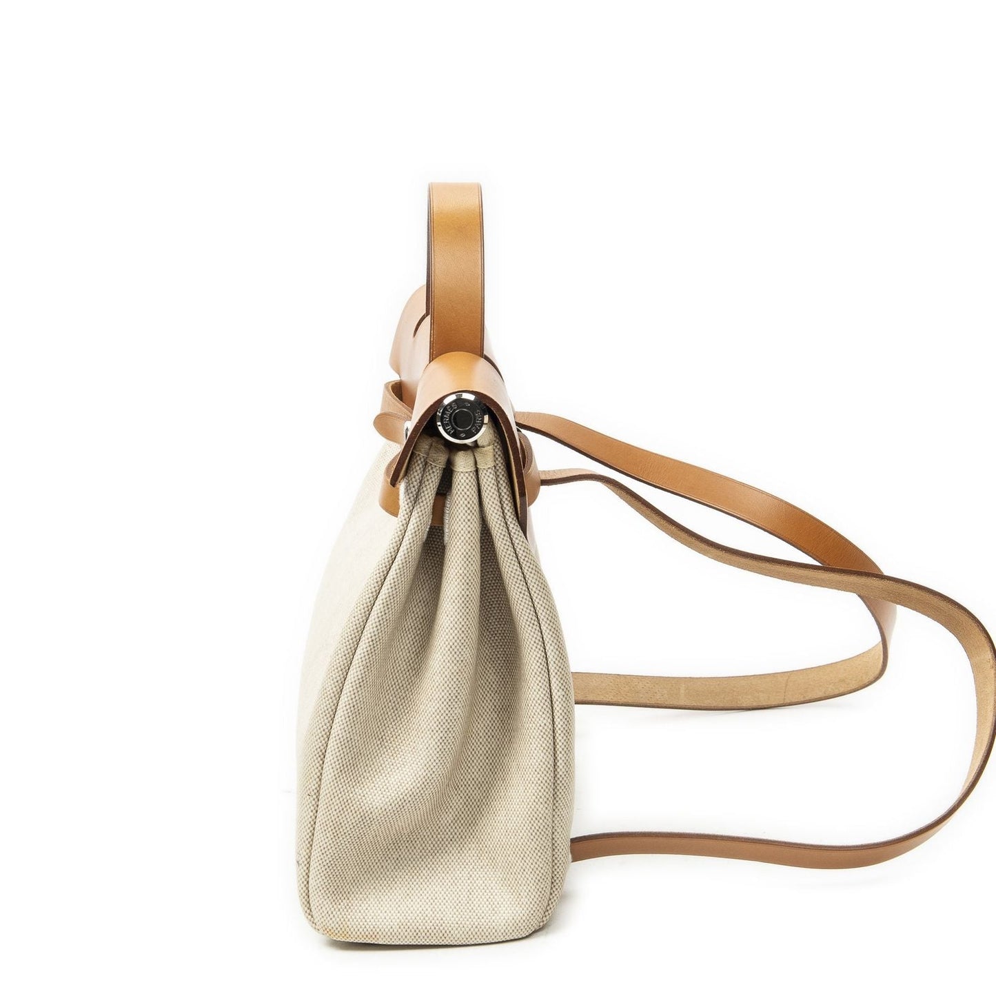 Hermes Herbag a Dos Tan Beige Toile Ash Handbag