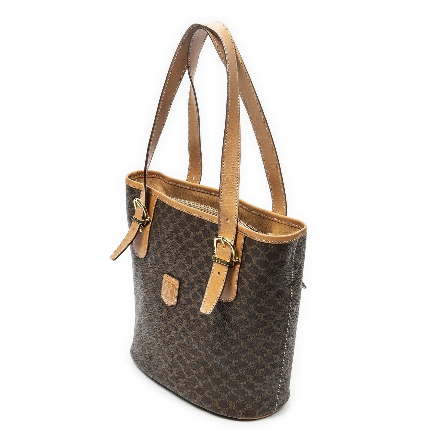 Celine Vintage Bucket Tote Brown Macadam Canvas
