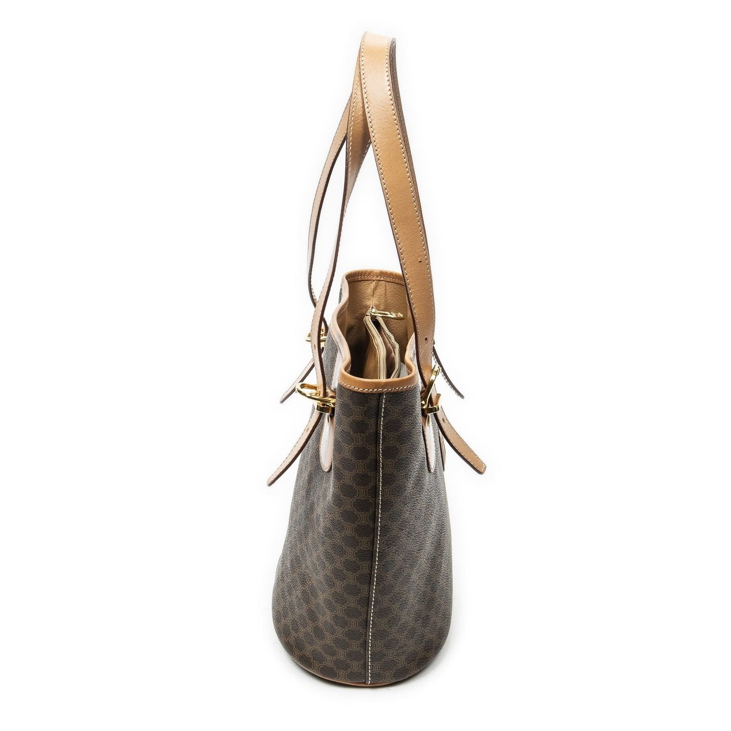 Celine Vintage Bucket Tote Brown Macadam Canvas