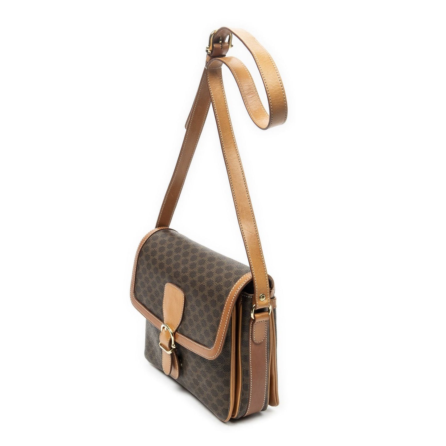 Celine Vintage Bucket Crossbody Brown Macadam Canvas