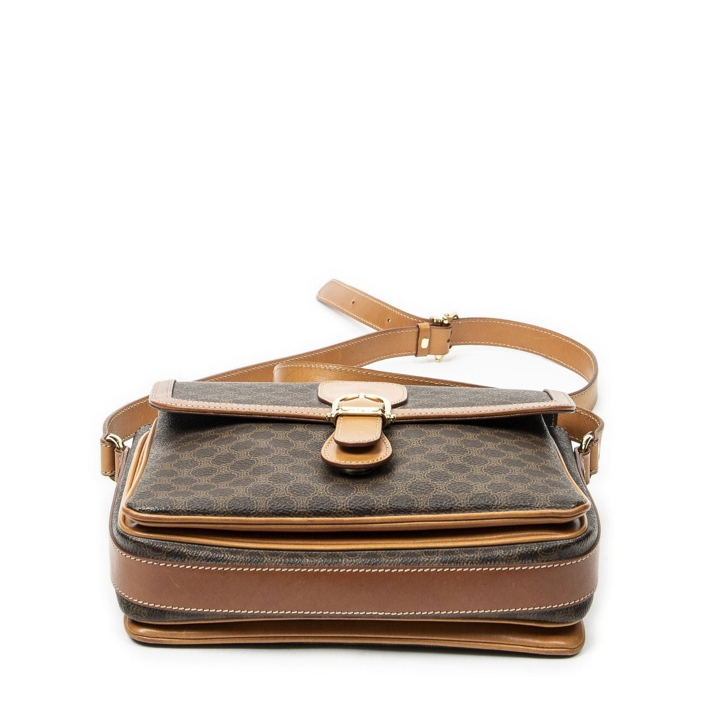 Celine Vintage Bucket Crossbody Brown Macadam Canvas