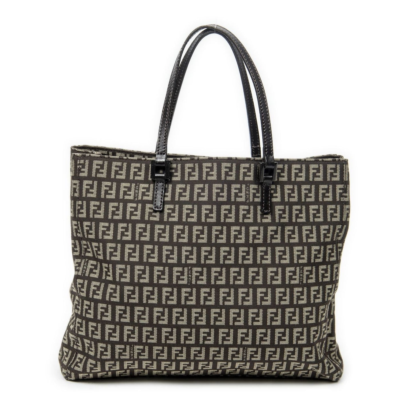 Fendi Small Shopping Tote Tan Dark Brown Zucchino Canvas
