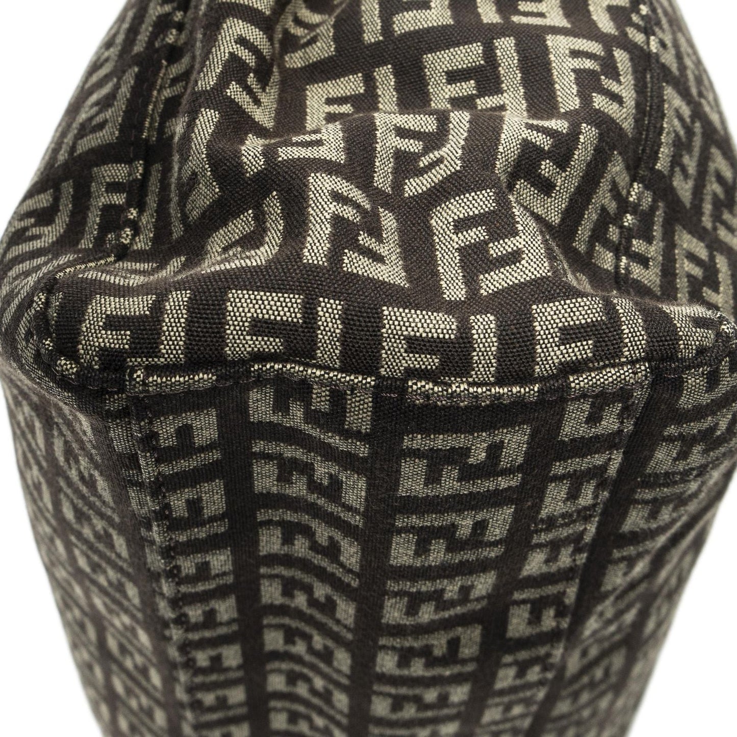 Fendi Small Shopping Tote Tan Dark Brown Zucchino Canvas