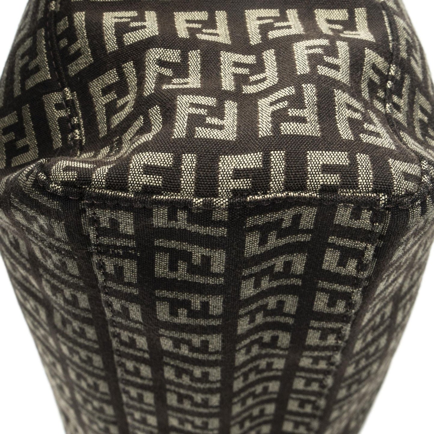 Fendi Small Shopping Tote Tan Dark Brown Zucchino Canvas