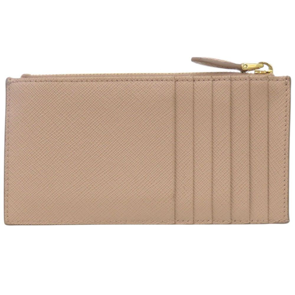Prada Saffiano Triangle Leather Beige Fragment Case Wallet
