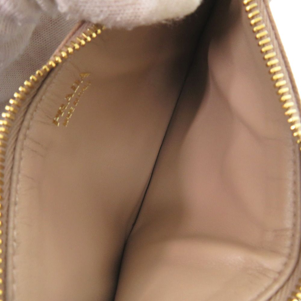 Prada Saffiano Triangle Leather Beige Fragment Case Wallet