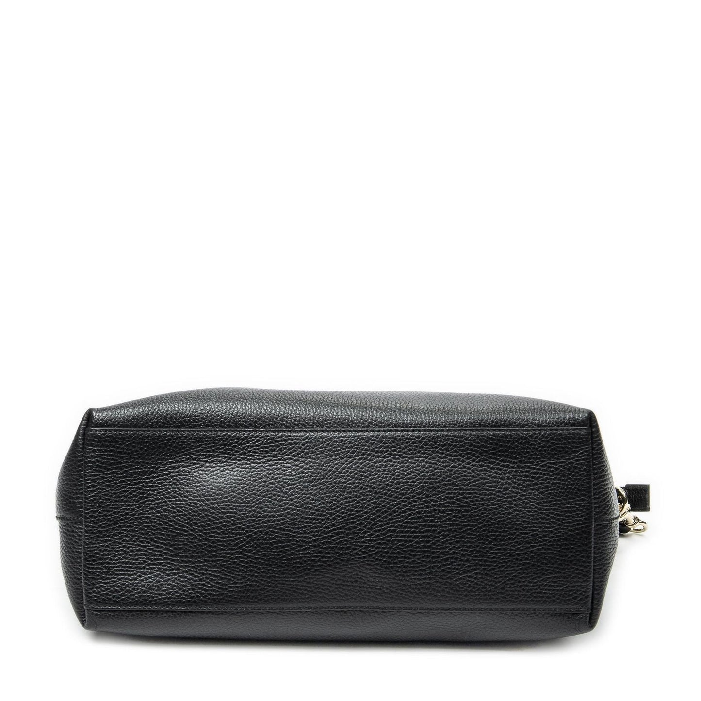 Gucci Large GG Charm Zip Tote Black Gray Calfskin Leather