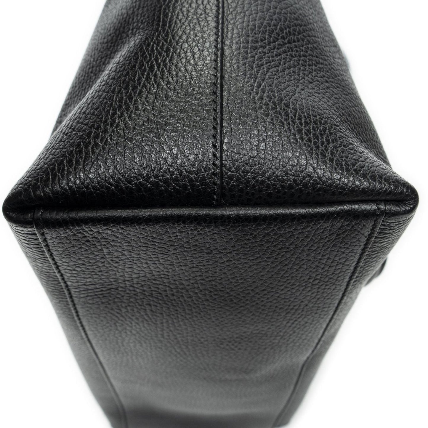 Gucci Large GG Charm Zip Tote Black Gray Calfskin Leather