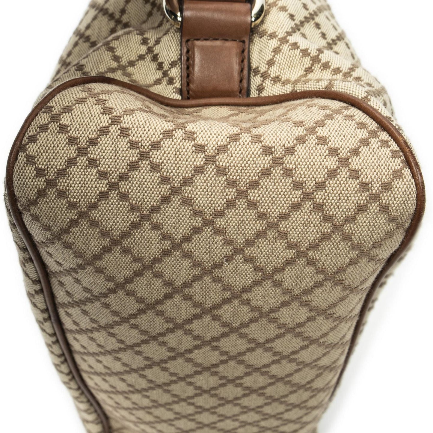 Gucci Village Double Hobo Beige Brown Diamante Canvas