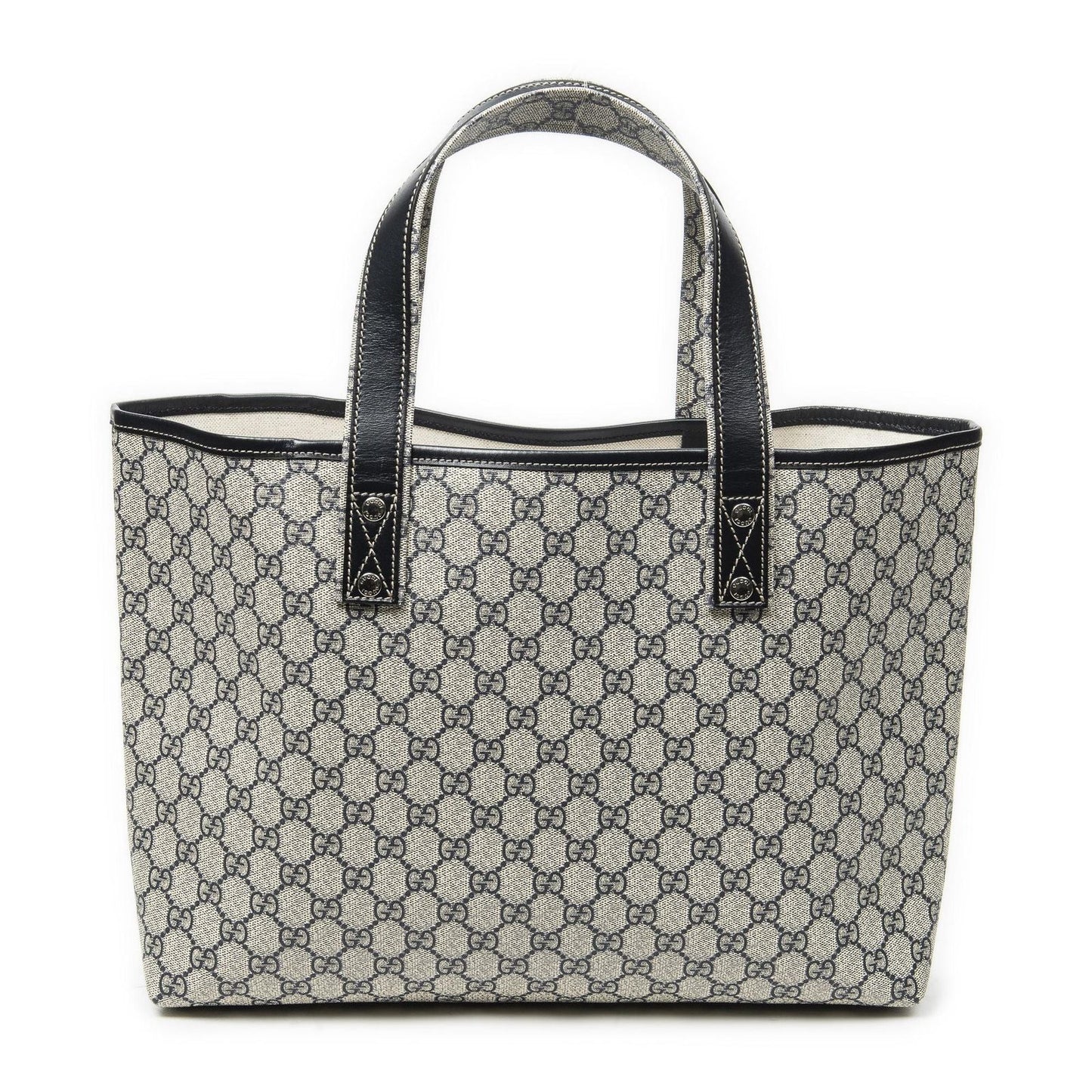 Gucci Web Loop Tote Beige Navy Supreme Canvas
