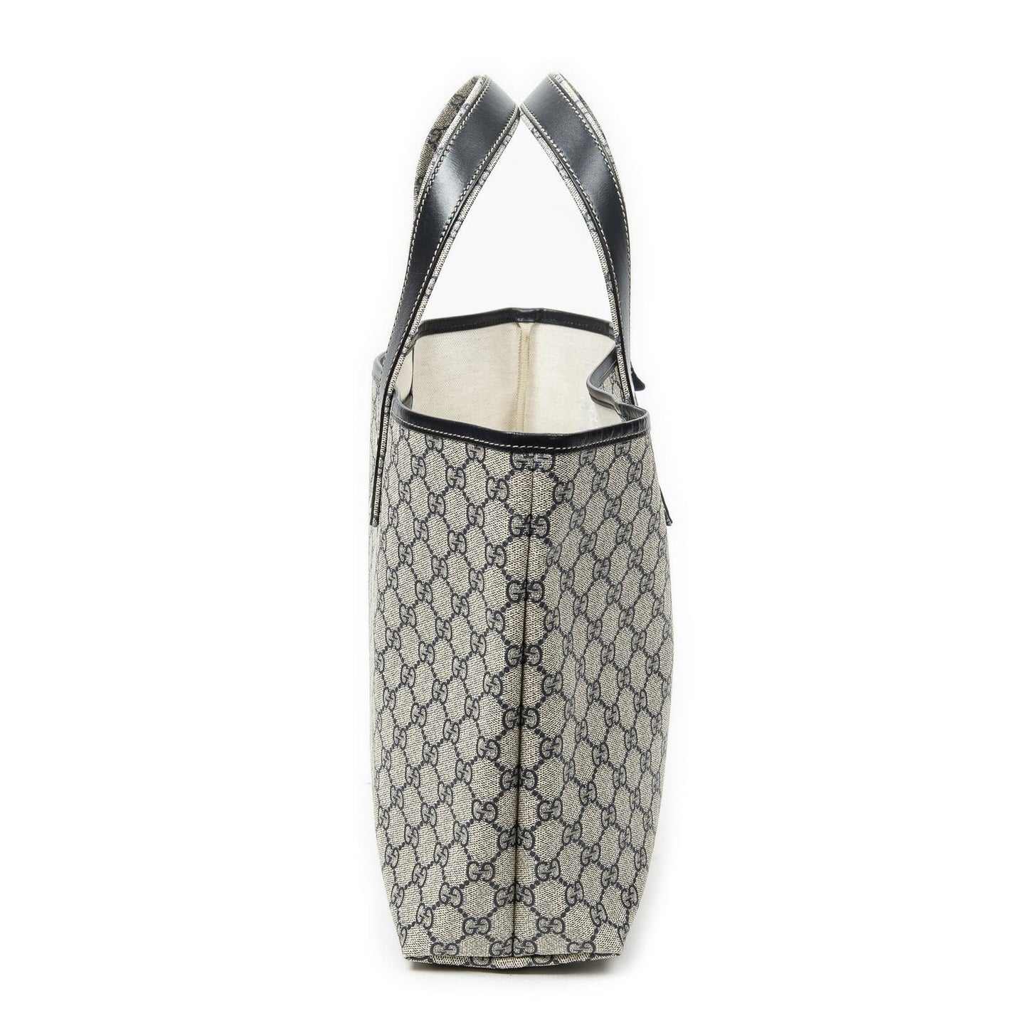 Gucci Web Loop Tote Beige Navy Supreme Canvas