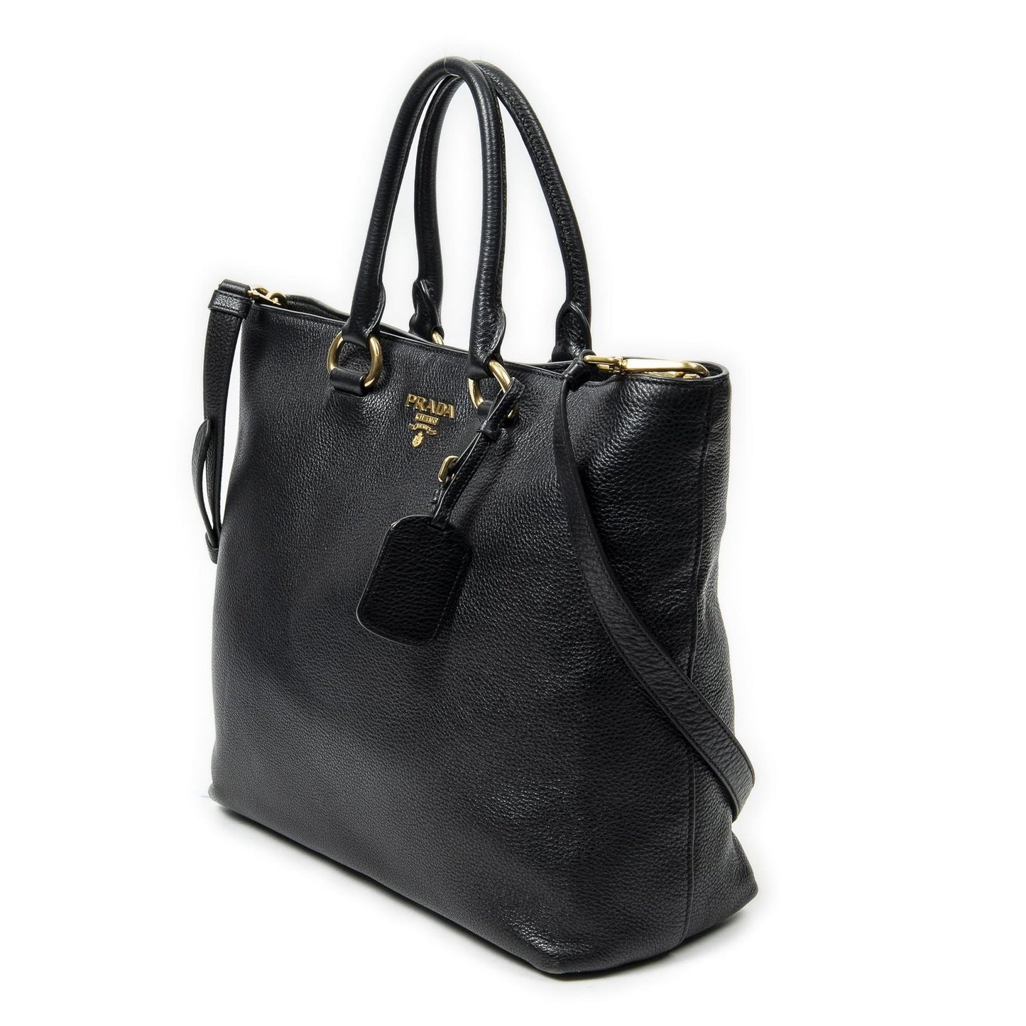 Prada 2-Way Tote Black Vitello Dyno