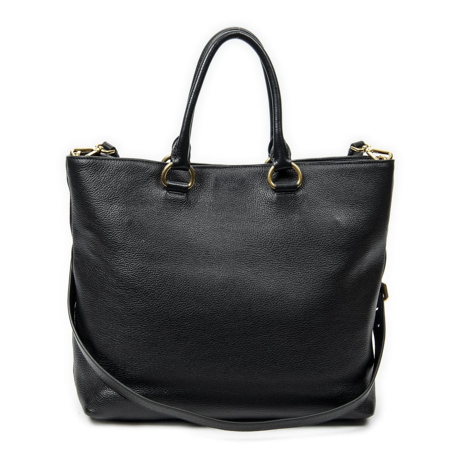 Prada 2-Way Tote Black Vitello Dyno