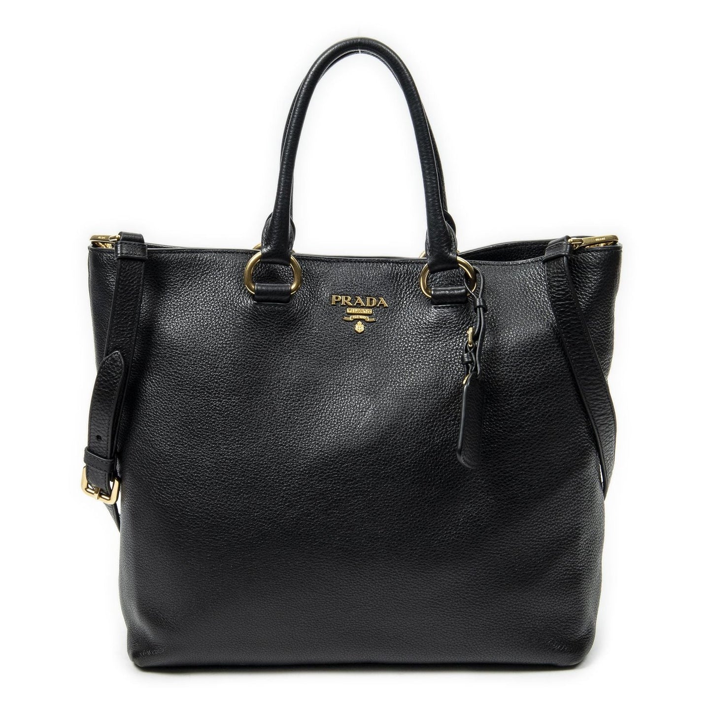 Prada 2-Way Tote Black Vitello Dyno