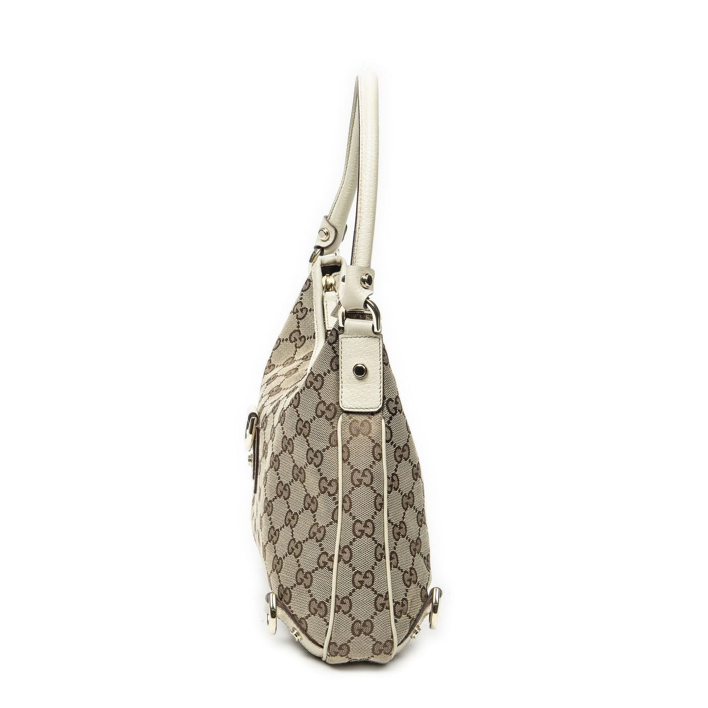 Gucci Small Abbey D Ring Hobo Beige Ivory GG Canvas