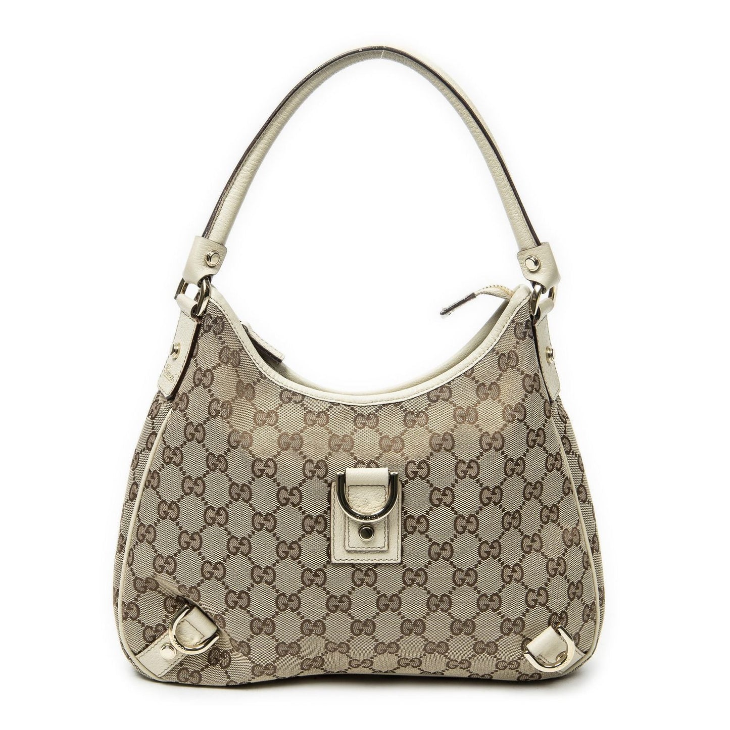 Gucci Small Abbey D Ring Hobo Beige Ivory GG Canvas