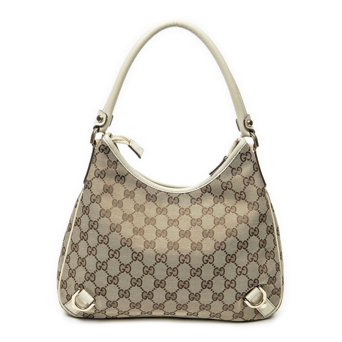 Gucci Small Abbey D Ring Hobo Beige Ivory GG Canvas