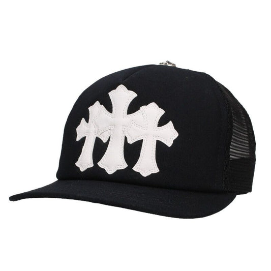 Chrome Hearts Trucker Cap Truck Khaki Cemetery Leather Patch Mesh Hat