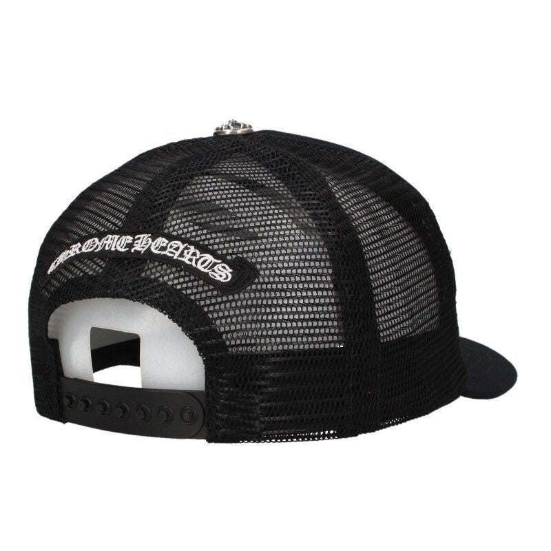 Chrome Hearts Trucker Cap Truck Khaki Cemetery Leather Patch Mesh Hat
