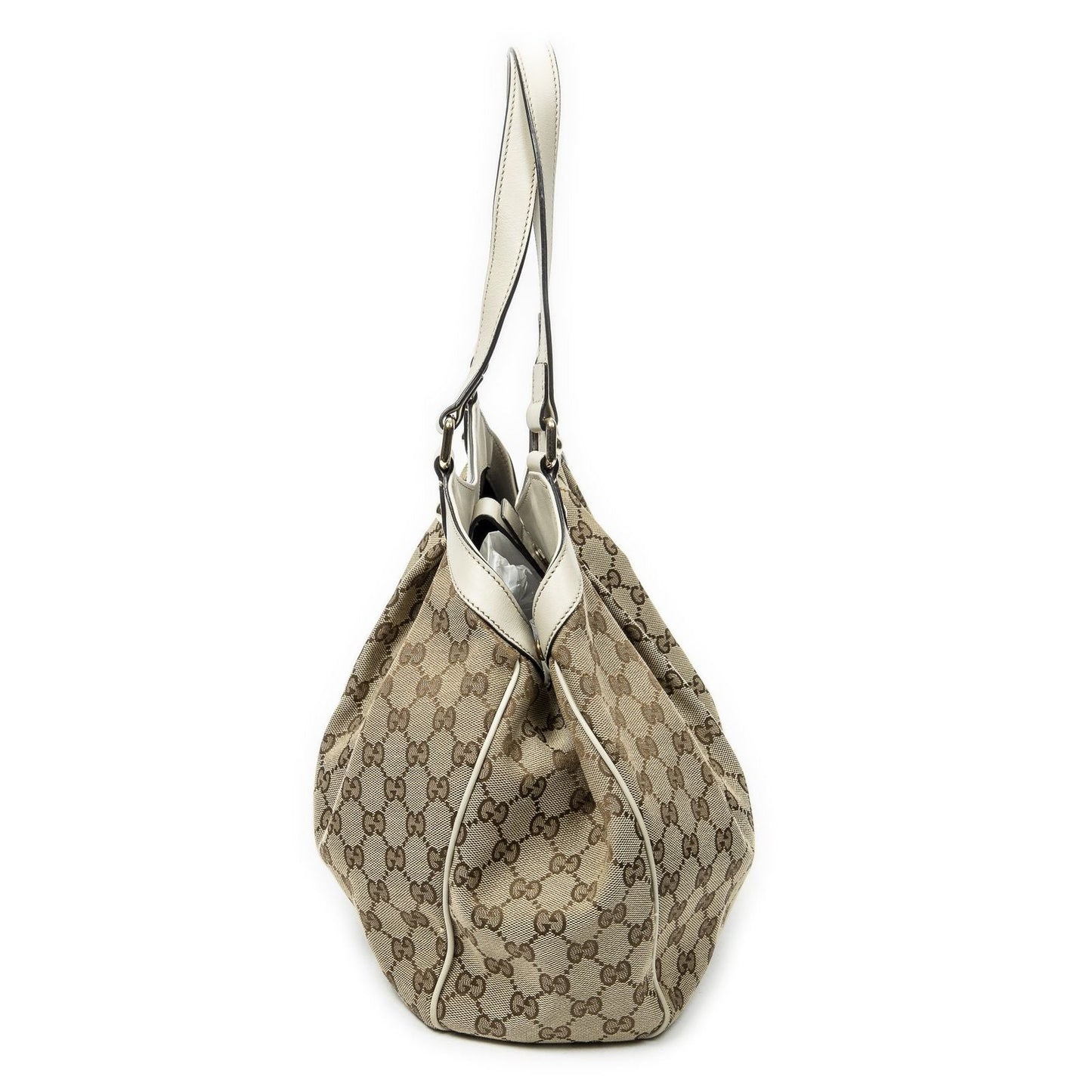 Gucci Shoulder Tote Beige Ivory GG Canvas