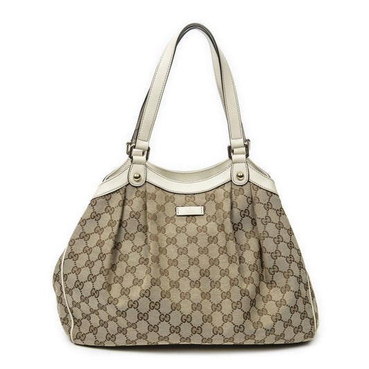 Gucci Shoulder Tote Beige Ivory GG Canvas