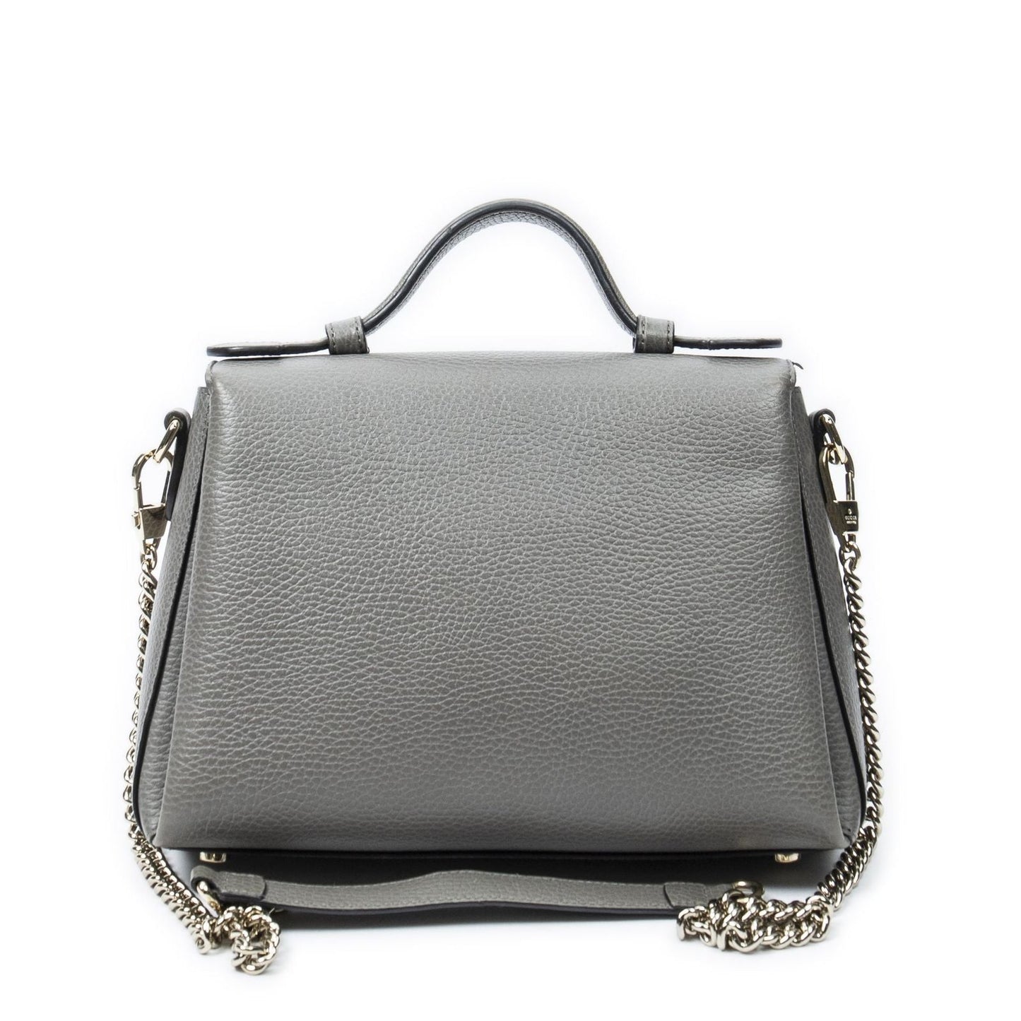 Gucci Interlocking Top Handle Gray Calfskin Leather