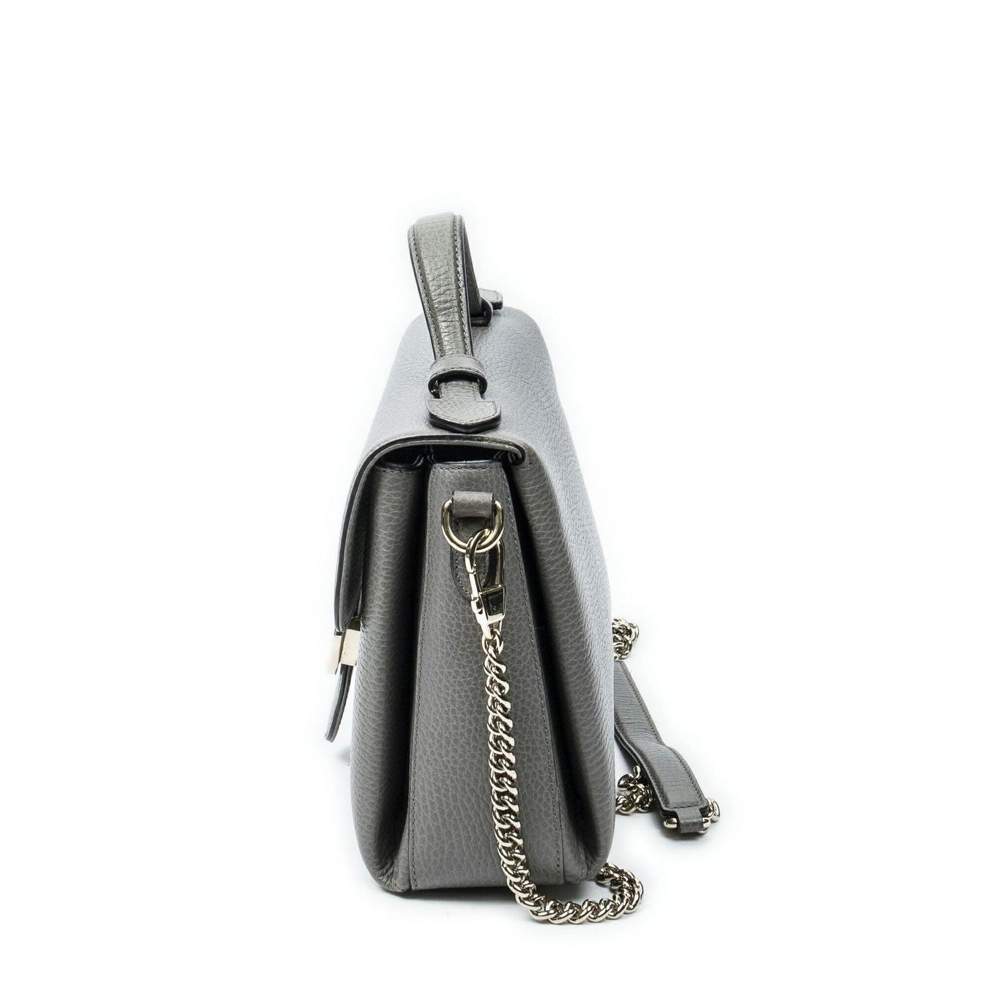 Gucci Interlocking Top Handle Gray Calfskin Leather