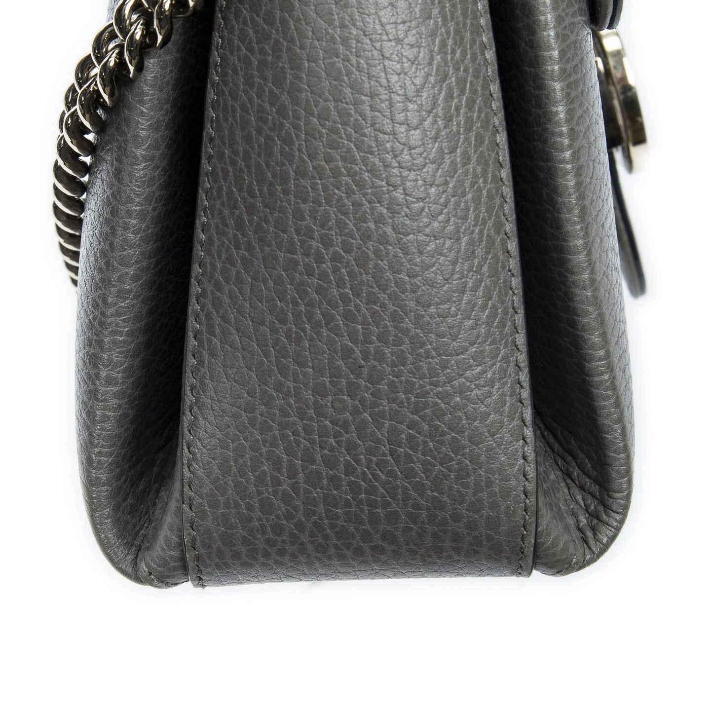 Gucci Interlocking Top Handle Gray Calfskin Leather