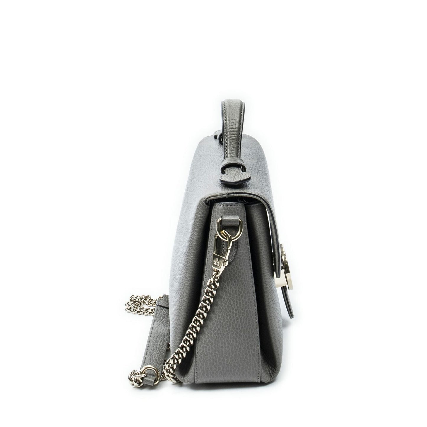 Gucci Interlocking Top Handle Gray Calfskin Leather