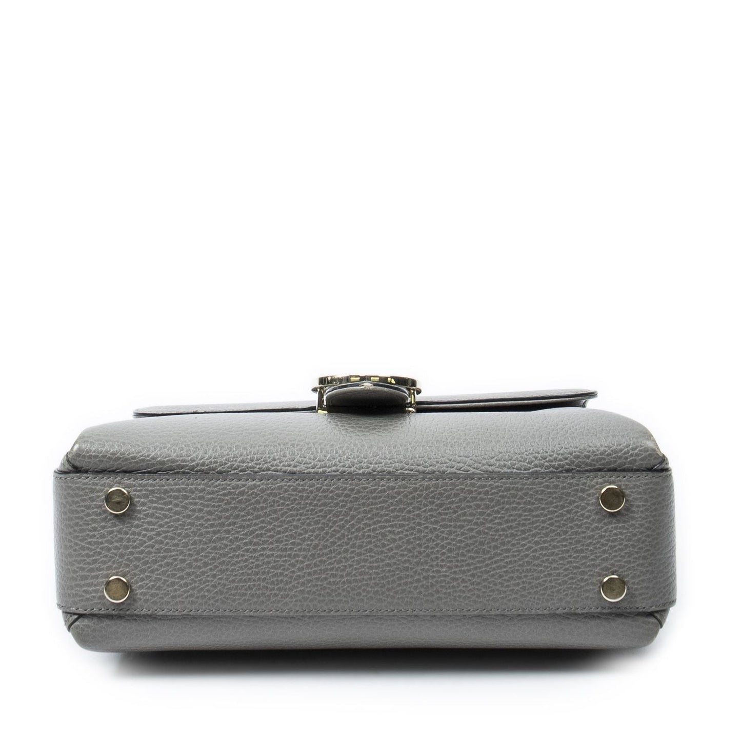 Gucci Interlocking Top Handle Gray Calfskin Leather