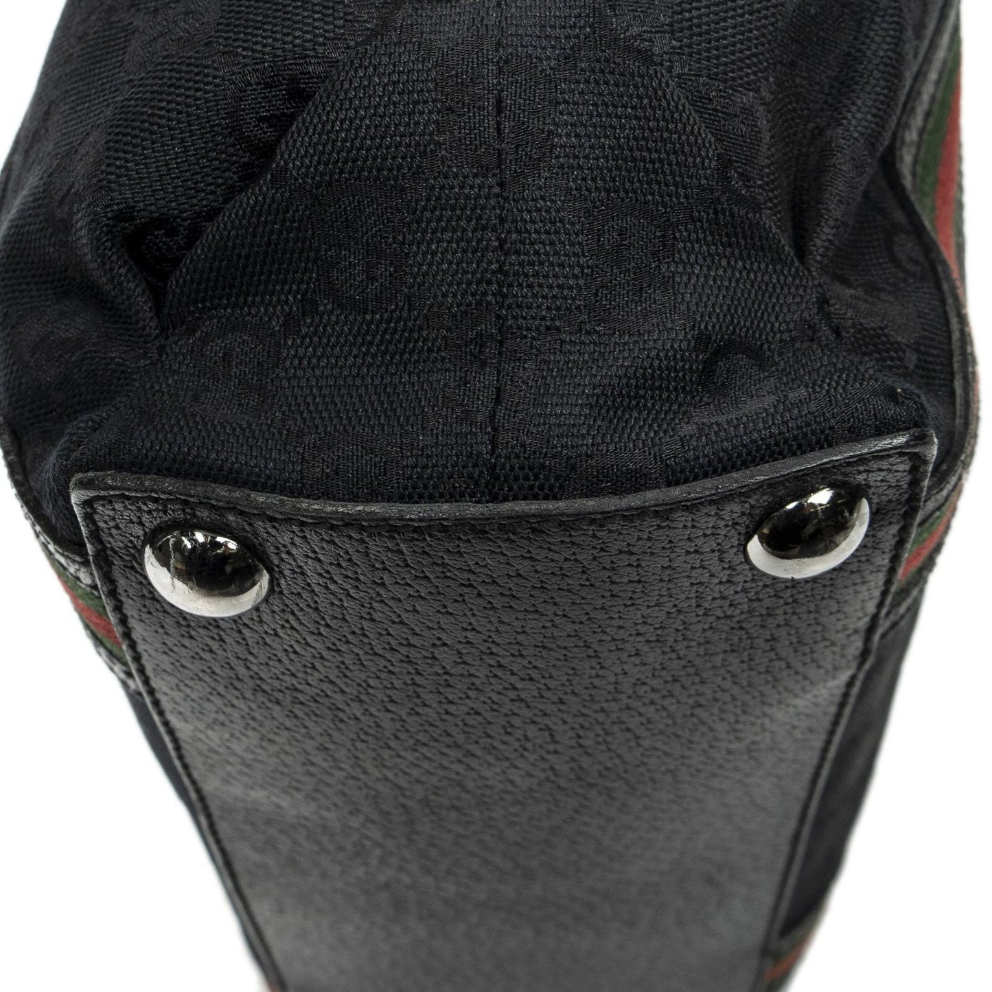 Gucci Web Buckle Vertical Tote Black GG Canvas
