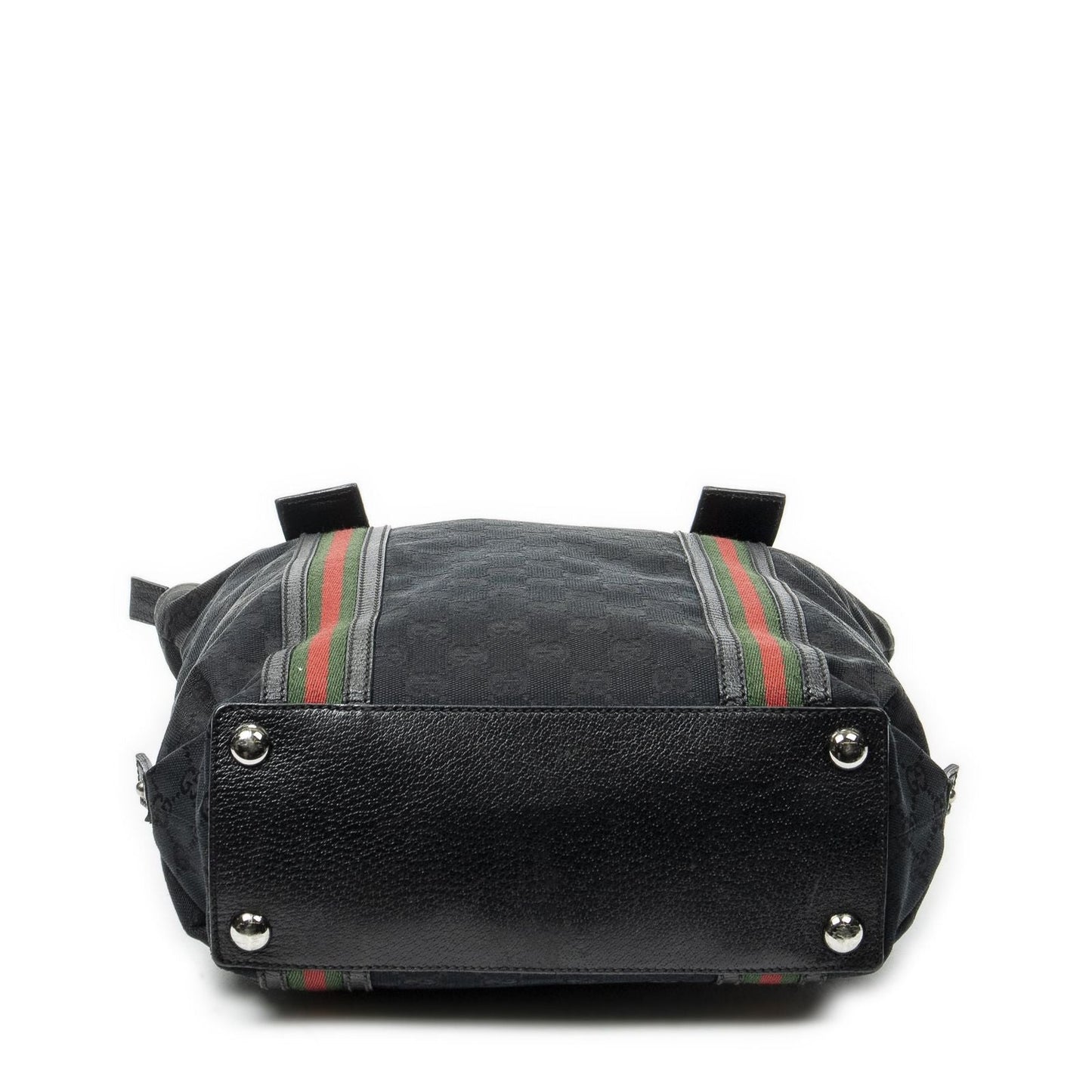 Gucci Web Buckle Vertical Tote Black GG Canvas