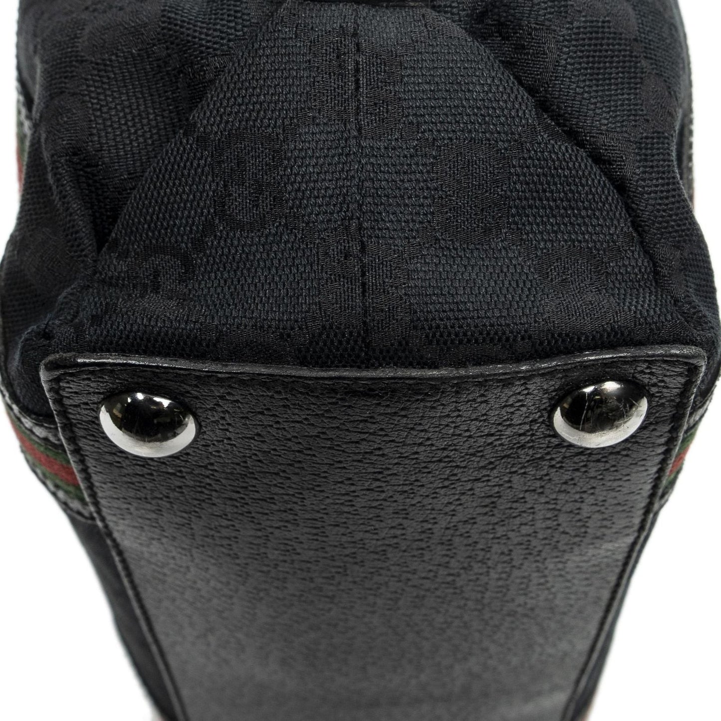 Gucci Web Buckle Vertical Tote Black GG Canvas