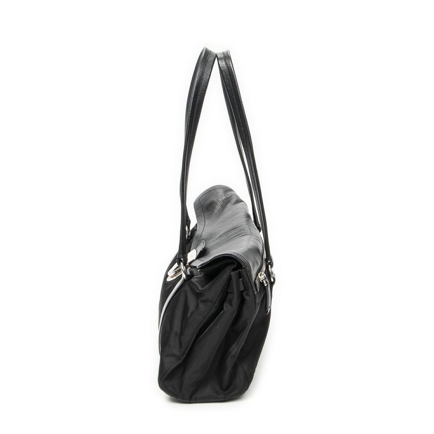 Prada Rectangle Flap Shoulder Bag Black Nylon Canvas