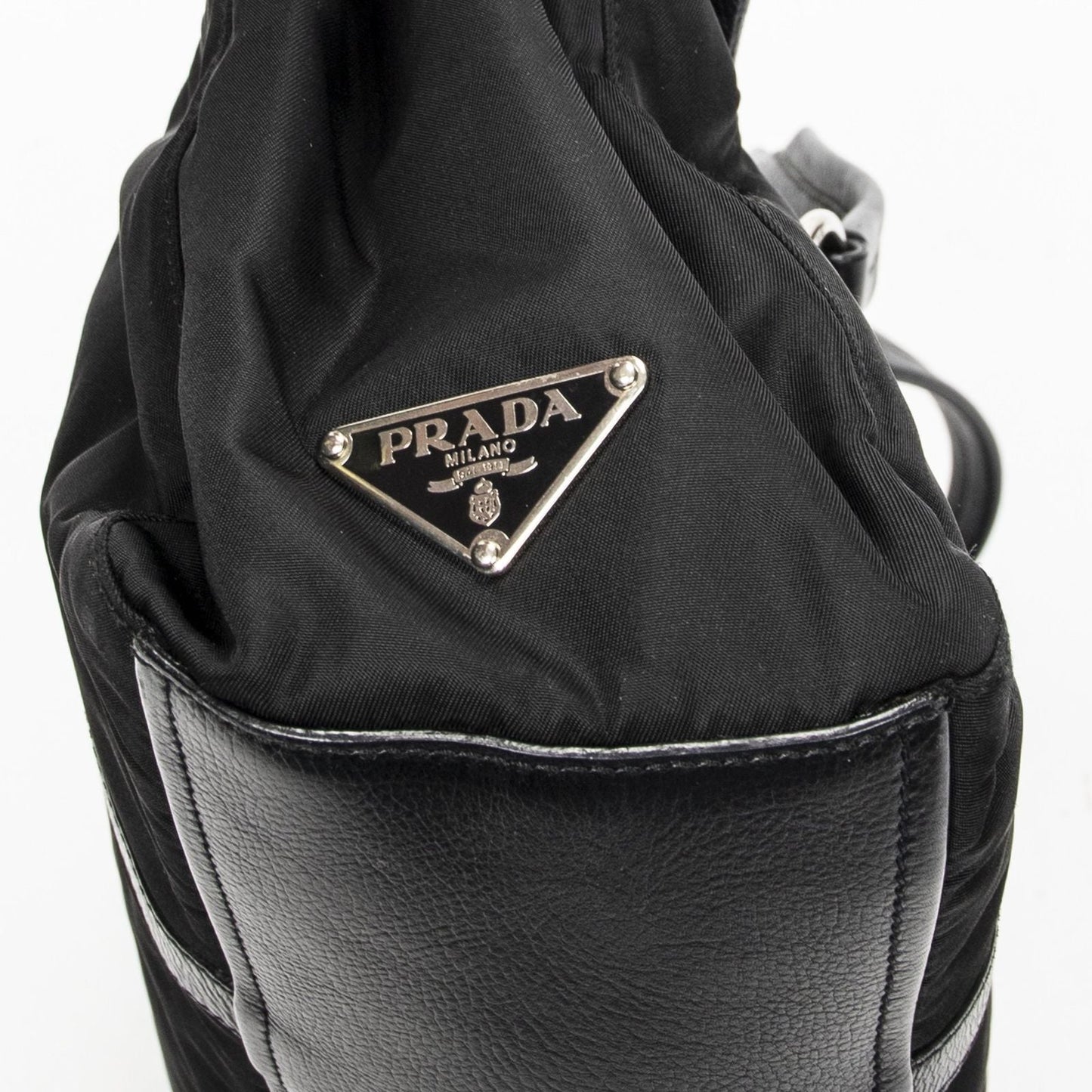 Prada Rectangle Flap Shoulder Bag Black Nylon Canvas
