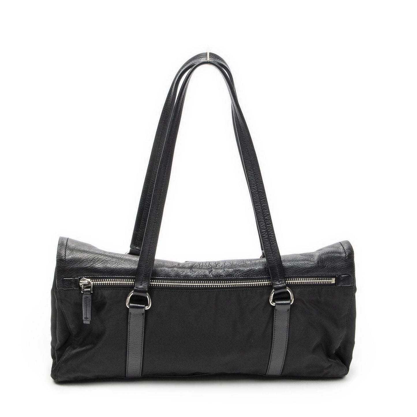 Prada Rectangle Flap Shoulder Bag Black Nylon Canvas